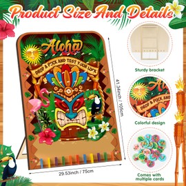 Blosssound 41.3" x 29.5" Hawaii Extra Large Prize Drop Board Game Family Luau Foldable Wood Disk Drop Game Funny Carnival Tropical Activity with 24 Colored Wooden Discs for Party Show Supplies