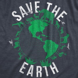 Womens Save The Earth T Shirt Funny Awesome Earth Day Mother Nature Animal Lover Tee for Ladies Funny T Shirts Cool Environmental Top Women's Novelty Tees Navy - S