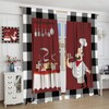TFOSO Chef Kitchen Curtains,Funny Chef Black White Buffalo Check Plaid