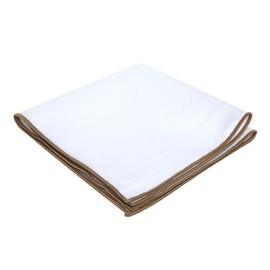 Flairs New York Gentleman's Essentials Weekend Casual White Pocket Square (White/Cigar Brown)