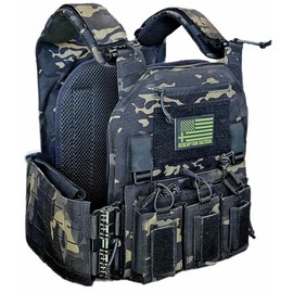 Redemption Crusader 2.0 Molle Quick Release Buckles Vest with Side Cummerbund Pouches and Triple Pouch (Dark Coyote Brown)