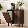 Smuxee Double Tilt Out Laundry Hamper Cabinet, Walnut Hidden Laundry
