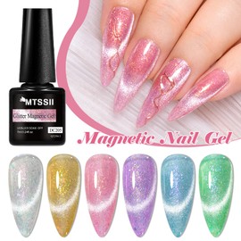 MTSSII Cat Eye Gel Nail Polish Set 8 Pcs Spring Summer Cloudy Magnetic Gel Polish with Base Top coat and Magnet Cloud-pattern Brocade Soak Off LED Nail DIY Art Home Salon Gifts for Women