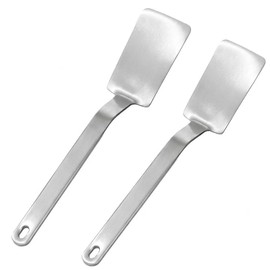 Mafier Mini 10.2in Metal Spatula Set,SUS304 Stainless Steel Spatulas for Cast Iron Skillet,Small Cookie Spatula with Ergonomic Handle,Heavy Duty Kitchen Turner for Cooking,Baking,Flipping(set of 2)