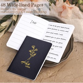 XKDOUS 2 Pcs Wedding Vow Books for Her & Him Vows Book with Gold Foil Lettering, Lined Pages, Vow Starter Cards, His & Hers Writing Notebook for Wedding Day Ceremony Vows