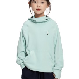 Rolanko Girls Hoodies Fleece Sweatshirts Long Sleeve Cozy lightweight Pullover Tops with Pocket Kids Warm Velvet Outwear (Green, 7-8 Years)