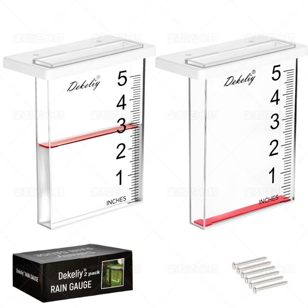 DEKELIY 5-Inch Waterfall Rain Gauge with Clear Scale & Easy-Read