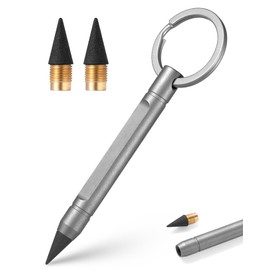 TISUR Metal Titanium Inkless Pencil, Infinity Forever Everlasting Pencil, Mini Pocket Pencils with 2 Replaceable Nibs for Drawing Sketching Drafting Supplies