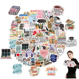 100Pcs Reading Stickers Waterproof Vinyl Stickers Reading Fantasy Reading Motivational Quote Stickers Vinyl Aesthetic Stickers for Water Bottles Laptops Books Skateboards