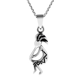 AeraVida Southwestern Native American Kokopelli Figure Sterling Silver Necklace | Sterling Silver Necklace for Women | Long Necklaces for Women | Necklace Women