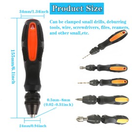 Yuentoen Vise Hand Drill, Hand Twist Drill Handheld Adjustable Pin Vise Drill Bit Chuck 0.5‑8mm Clamping Range, for Manually Punch and Cut