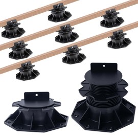 10 Pack Adjustable Plastic Pedestal Paver,Floor Slate Support Floor Lift,Deck Support Floor Raising,Deck Foundation Base Support,Adjustment Raising from 2-3/8" to 5-1/2"