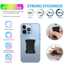 PU Leather Finger Strap Phone Holder - Ultra Thin Anti-Slip Universal Cell Phone Grips Band Holder for Back of Phone (PU-Black)