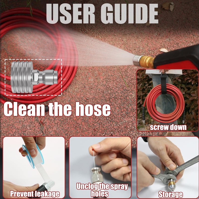 VIVIDWASH 50FT Sewer Jetter Kit for Pressure Washer 5800PSI,1/4" NPT