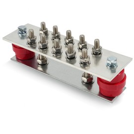 7.8" Length 10 Hole Classic Tin Copper Grounding Bar Kit for General Electrical, 0.16"x 2.36"x 7.8" Bus Bar with 10 x0.35" Terminal Position, UL Listed SM40 Insulators Rated Uimp up to 6kV