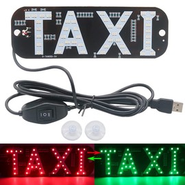 NSKANQI Taxi Light,Dual colors Taxi LED Sign Decor, 2 Color Changeable Taxi LED Light, Hook on Car Window with USB (Red and Green, USB)