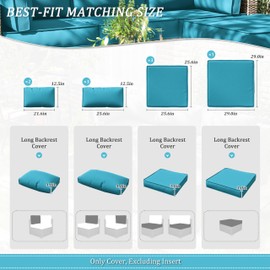 Tounosnt 9Pcs Outdoor Chair Cushions Covers Waterproof Anti-Fading for 5 Pack Patio Set Cushion Slipcovers, Outdoor Furniture Cover Replacement, Covers Only, Lake Blue