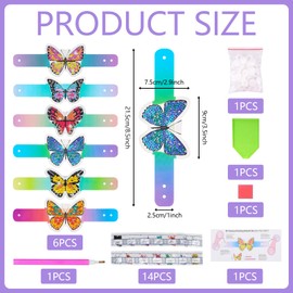 Diamond Painting Children's Butterfly Bracelets, DIY Bracelets for Boys and Girls, Homemade Gifts - Birthday, Easter and Special Occasions, DIY Craft Sets for Children 5-12 Years