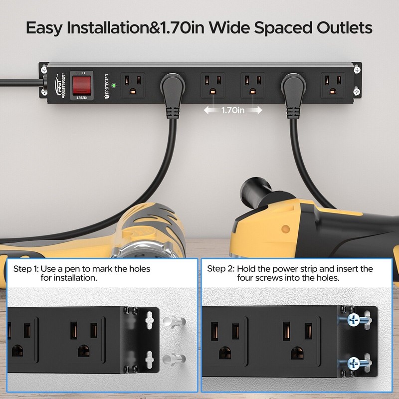 CRST 6 Socket Heavy Duty Power Outlet with Surge Protector,