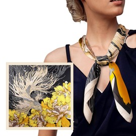 Woplagyreat Bandana Head Scarf Women's Summer Neckerchief Silk Scarf 70 x 70 cm Headscarves Silk Scarf Hair Silk Scarves Headwear Bandanas Men Children Head Towel Gifts for Women Black, Floral