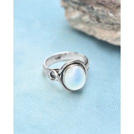 YoTreasure 10x12 MM Rainbow Moonstone in 925 Sterling Silver Solitaire Ring