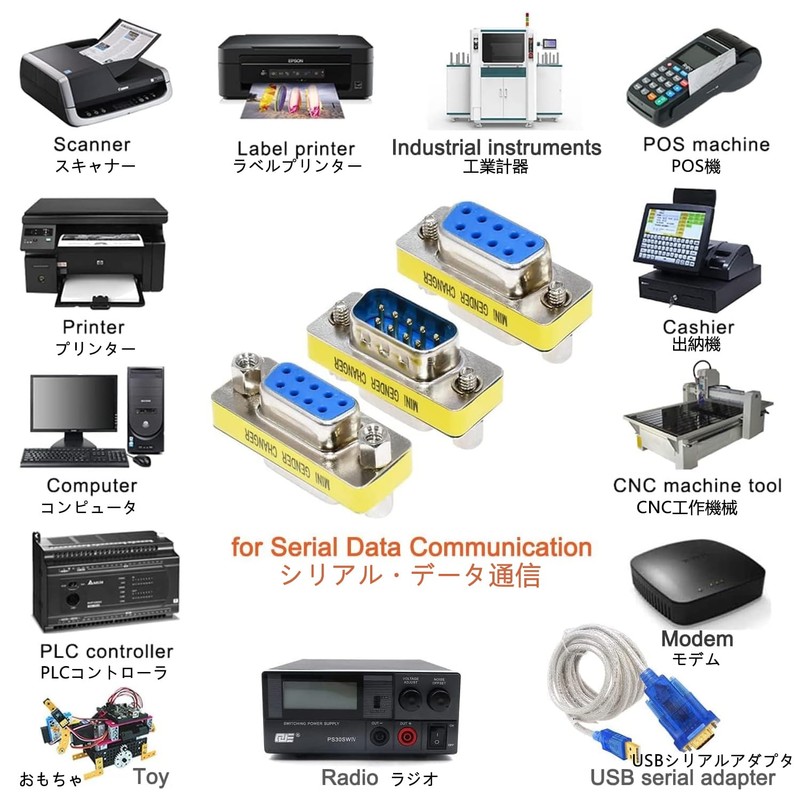 DTECH RS232C DB9 Compact Conversion Adapter Gender Changer 3-Set (Male-Male,