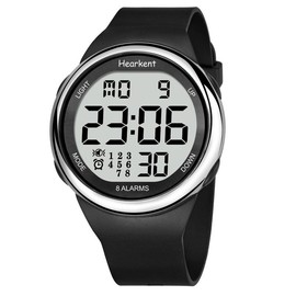 8 Alarms and Vibrating Watch Medication Reminder for Deaf or Senior-Friendly Big Number Digital 50m Waterproof Watch watch - Color: PNP