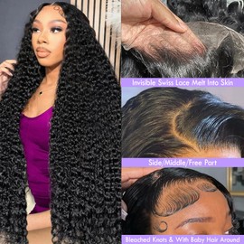 FMGBKCOT 20 Inch Deep Wave Lace Front Wigs Human Hair 13x6 HD Lace Front Wigs Human Hair Deep Wave Wig Glueless Wigs Pre Plucked Deep Curly Wig for Women