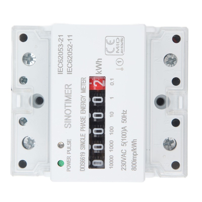 Electricity Watt Hour Meter Dual Color LED Indicator Rail Mount