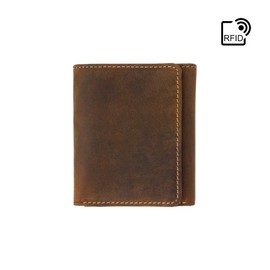 Visconti Hunter Collection Apache Leather Tri-Fold Wallet in Oiled Leather RFID Blocking 700 (Oil Tan)