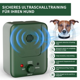 QEWEUUIE Anti barking device for dogs,3 Modes ultrasonic dog barking device,33FT,Waterproof,Dog barking deterrent devices Indoor Outdoor,For Small Medium Large Dogs