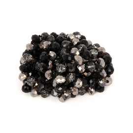 RIAH FASHION Hand Knotted Beads Endless Long Statement Necklace - Handmade Versatile Beaded Multi Layer Infinity Wrap 60" Sparkly Faceted Crystal Rondelle (Black/Hematite Mix)