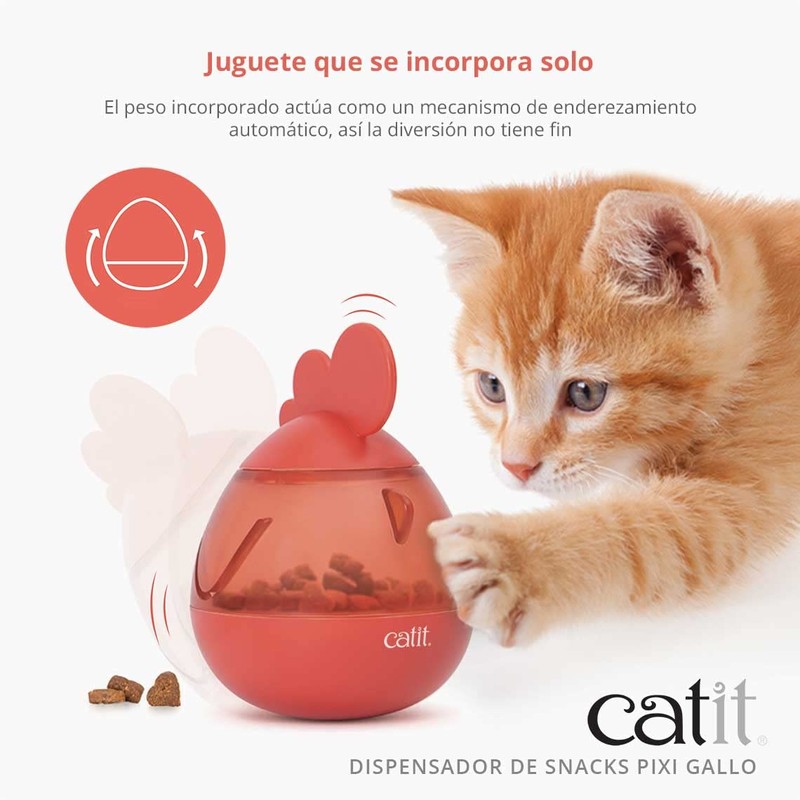 Catit PIXI Treat Dispenser, Interactive Treat Dispensing Cat Toy, Rooster