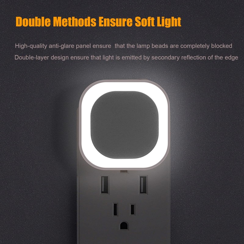 YUNLEX 2 Pack Plug in Dimmable Night Light, Auto Dusk