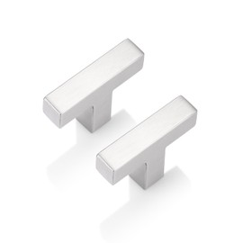 Probrico 10 Pack 2 Inch Overall Length Square T Bar Knobs for Kitchen Cabinet Drawers Brushed Nickel Finish Modern Stainless Steel Cabinet Pulls