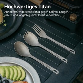 Thous Winds Titan Spork Lightweight Camping Fork Spoon, Multifunctional Portable Spork with Bag, for Trekking, Picnic, Hiking, Dishwasher Safe