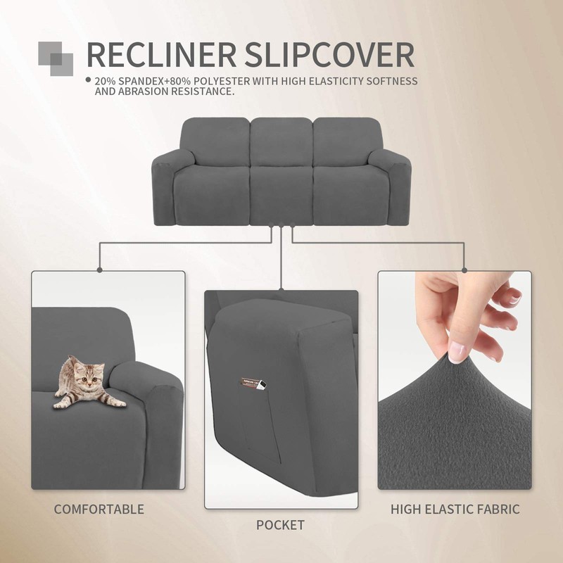 Easy-Going 8 Pieces Microfiber Stretch Sectional Recliner Sofa Slipcover Soft
