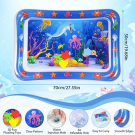 Businey Sensor Water Playmat, Thickened Water Sensor Play Mat for Pets Waters Bed, Cat Waters Mat with Fish, Inflatable Play Cushion Infant Toys for Cats Dogs Dolphin