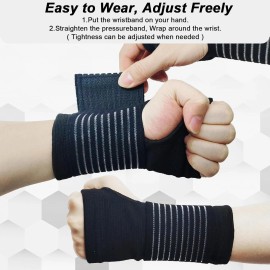 WOXVM 2 Pack Wrist Brace, Compression Wrist Support Splint for Women Men, Adjustable W