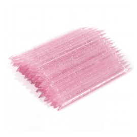 Cuticle Pusher Nail File - Pack of 100 Double Sided Manicure Sticks for Cuticle Remover, Crystal Sticks Manicure for Manicure Art Pedicure Cuticle Care (Pink)