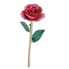 24K GoldPlated Rose Flower Pink Green Leaf for Valentine's Day