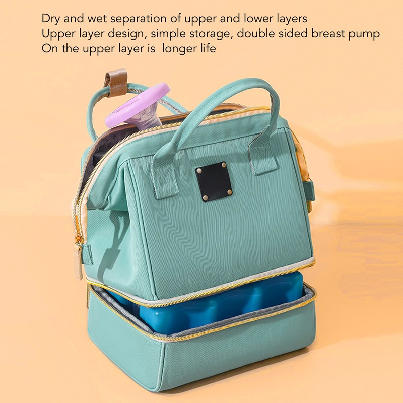 Double Layer Breastmilk Backpack Nylon and PEVA Smooth Zipper 11L