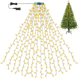 Luces para Árbol de Navidad,400 LED Luces de Anillo para Interiores y Exteriores,Decorar el Árbol de Navidad, 1,75m 16 Luces de Cadena,8 Modos de Iluminación, Decoración Navideña (Amarillo)