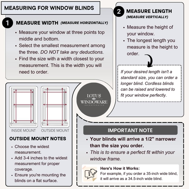 Lotus & Windoware Cordless, 2 Inch Faux Wood Blind, 59"