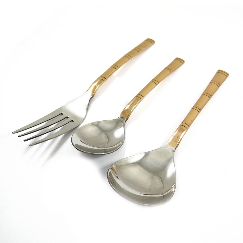 IBA Indianbeautifulart Copper Steel Cutlery Set of 3 Pcs Serving
