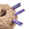 BronaGrand 100pcs Mini Purple Wooden Utility Paper Clips and Clothespins