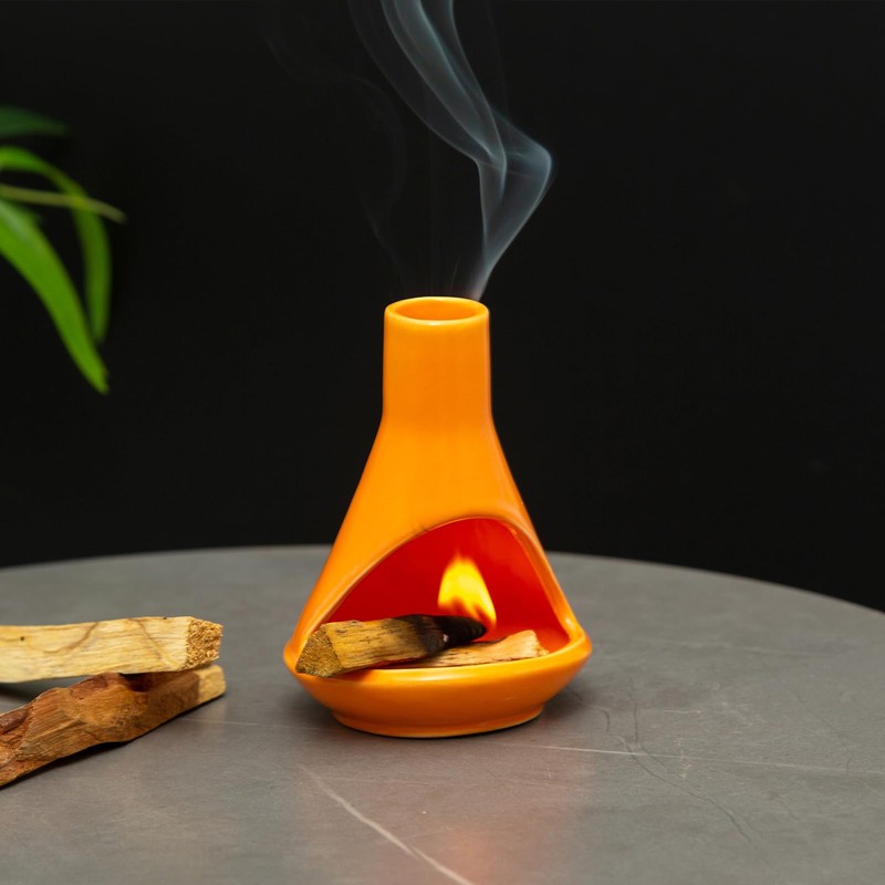 MOUGIGI Handmade Ceramic Chiminea Palo Santo Holder - Modern Medieval