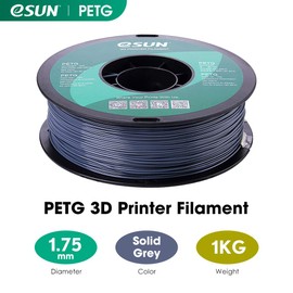 eSUN 3D 1.75mm Solid Gray PETG 3D Printer Filament 1KG Spool (2.2lbs), Dimensional Accuracy +/- 0.03 mm, 1.75mm Solid Opaque Gray
