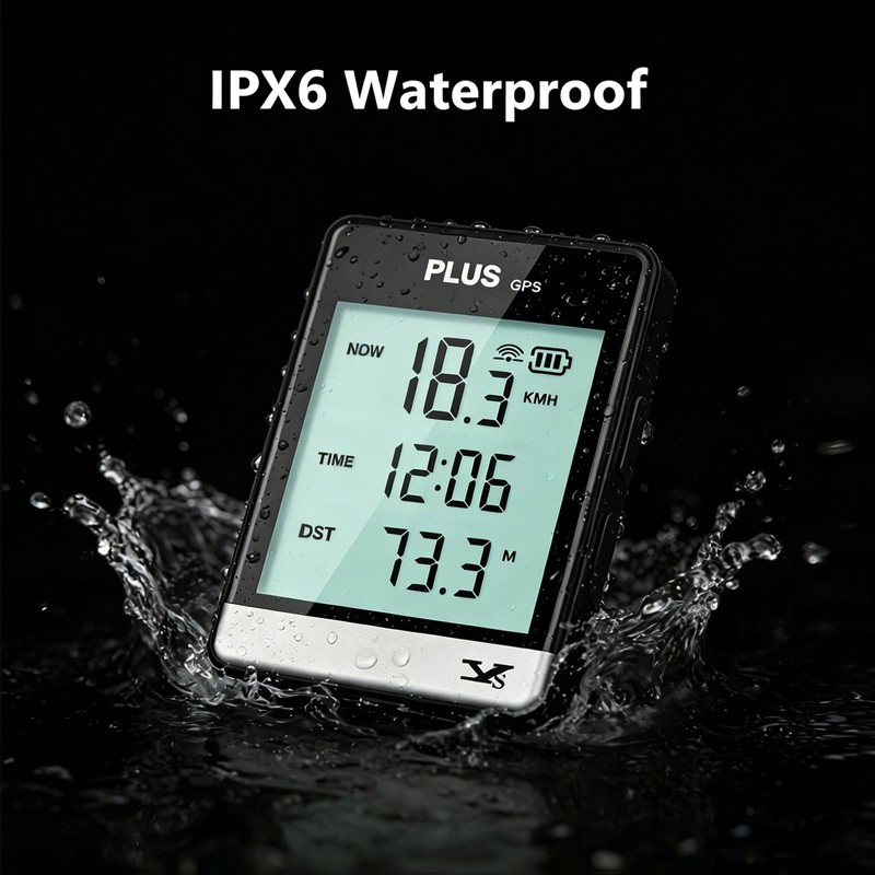 GPS Bike Computer Wireless Cycling Speedometer Odometer, 3.26" LCD Display