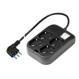 POLY POOL - PP2504;2XL Square Power Strip with 4 Multistandard Sockets P40 - Multiple Socket Strip with Large, Space-Saving Plug 16A - Power Strip Cable 1.5 m and Switch